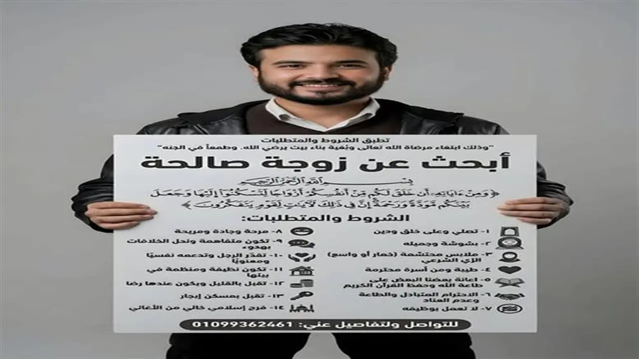 شروط الزواج: 14 مطلبًا حددها شاب مصري للبحث عن زوجة صالحة